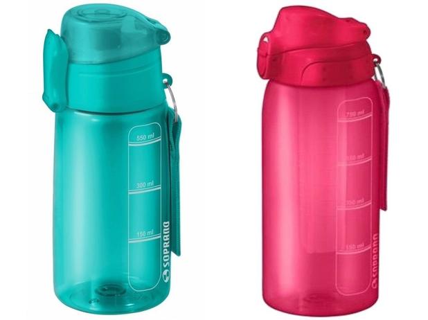 2 Garrafas Squeeze 550 Ml Rosa E Verde Soprano Menor preço em 2 Garrafas Squeeze 550 Ml Rosa E Verde Soprano