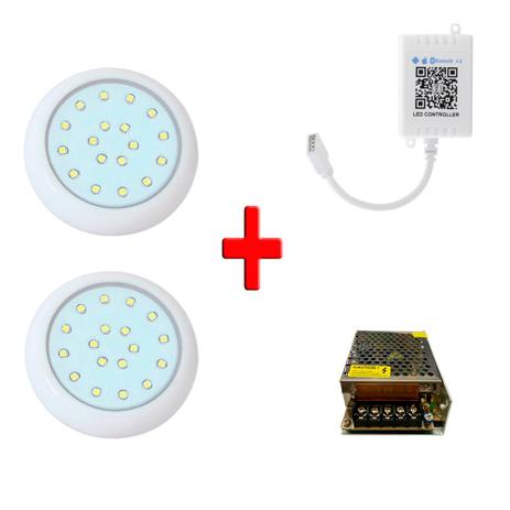 2 Luminária Led RGB 80mm9w Iluctron Controle Bluetooth ios/Android Fonte Bivolt Menor preço em 2 Luminária Led RGB 80mm9w Iluctron Controle Bluetooth ios/Android Fonte Bivolt