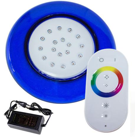 2 Luminárias LED RGB para Piscina 18w acabamento azul + controle touch + fonte 5A - kit completo st444 - Starlumen Menor preço em 2 Luminárias LED RGB para Piscina 18w acabamento azul + controle touch + fonte 5A - kit completo st444 - Starlumen