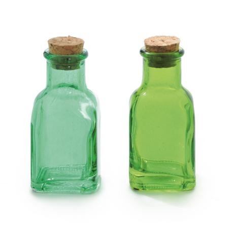 Menor preço em 2 Mini Garrafas Quadrada Sortido Verde Decoração Festas - Cromus