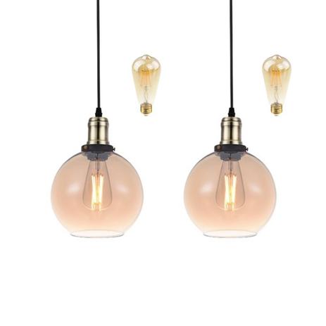 2 Pendente Vidro Ambar Vintage Alz12 + Filamento Led Ali48 - Acende a Luz Menor preço em 2 Pendente Vidro Ambar Vintage Alz12 + Filamento Led Ali48 - Acende a Luz