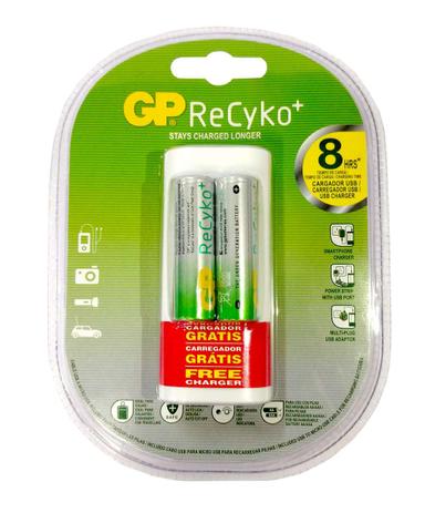 2 Pilhas GP Batteries Recarregáveis AA + Carregador USB Menor preço em 2 Pilhas GP Batteries Recarregáveis AA + Carregador USB