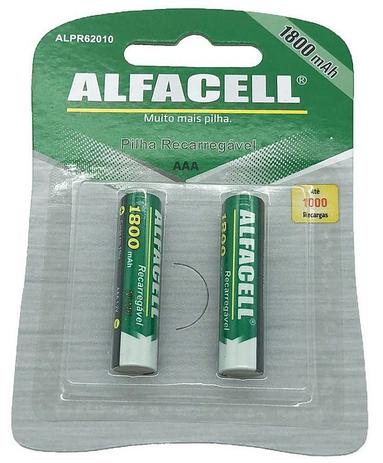2 Pilhas Recarregáveis NI-MH 1.2V Palito AAA 1800 MAH - Alfacell Menor preço em 2 Pilhas Recarregáveis NI-MH 1.2V Palito AAA 1800 MAH - Alfacell