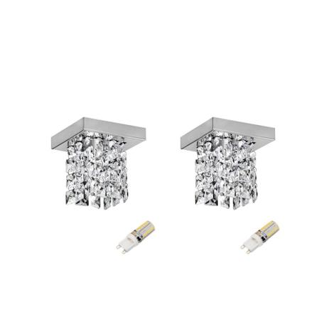 2 Plafon Spot Cristal Transparente Sobrepor Pastilhas Alz32 + Led 3W 6000K - Acende a luz Menor preço em 2 Plafon Spot Cristal Transparente Sobrepor Pastilhas Alz32 + Led 3W 6000K - Acende a luz