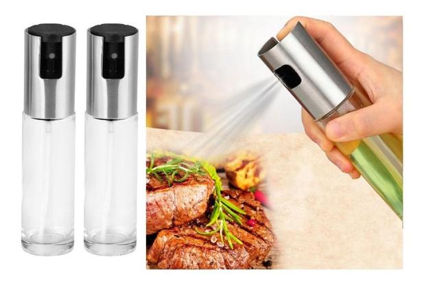 2 Porta Azeite Vinagre Spray Borrifador Chef Galheteiro Inox - Unica Menor preço em 2 Porta Azeite Vinagre Spray Borrifador Chef Galheteiro Inox - Unica