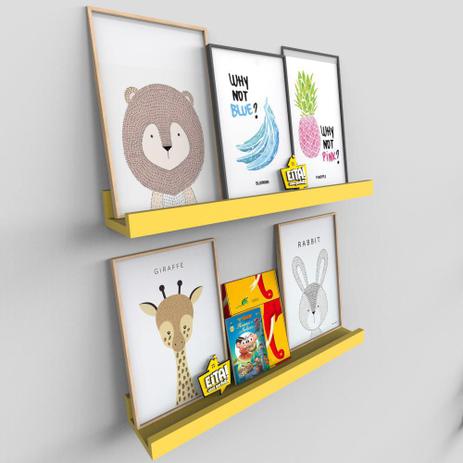 2 Prateleiras Coloridas Canaleta Para Quadro E Fotos 60cm - Eita! casa perfeita é boa?