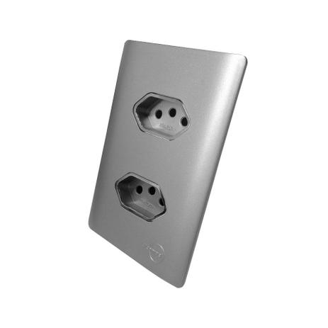 2 Tomadas Universal 2P+T 20A Horizontal Cromado Com Placa 4x2 Aço - Novara Colors tcn - Dicompel é boa?
