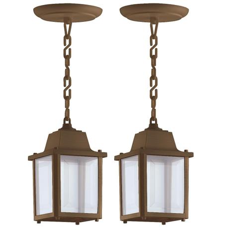 2 Un Luminaria Pendente Externo Colonial Plastico Marrom Alz15 - Acende a luz Menor preço em 2 Un Luminaria Pendente Externo Colonial Plastico Marrom Alz15 - Acende a luz