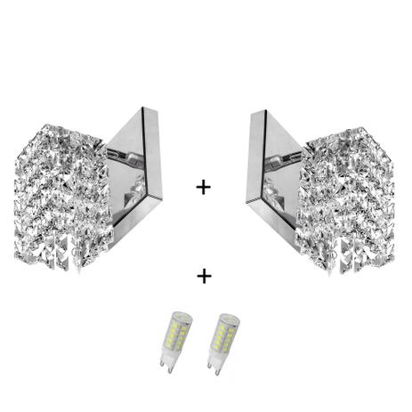 2 x Arandela De Cristal Legitimo Clearwall com Lâmpadas 3000K (Branco Quente) - Marryluz Menor preço em 2 x Arandela De Cristal Legitimo Clearwall com Lâmpadas 3000K (Branco Quente) - Marryluz