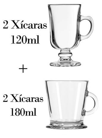 2 Xícaras 120ml + 2 180ml - Caneca Nespresso - Crisal Menor preço em 2 Xícaras 120ml + 2 180ml - Caneca Nespresso - Crisal