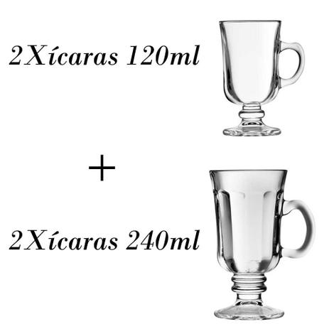 2 Xícaras para café 120ml + 2 xícaras Country 240ml - Crisal Menor preço em 2 Xícaras para café 120ml + 2 xícaras Country 240ml - Crisal