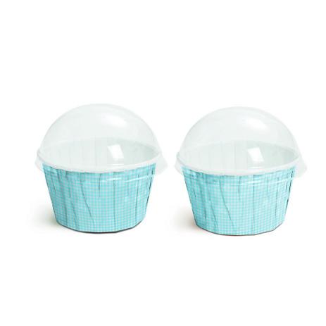 20 Kit Forminhas Cupcake com Tampa Xadrez Azul P Decoração Festas - Cromus é boa?