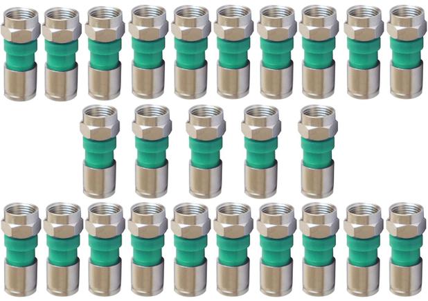 25pcs Conector F Compressão Rg6 Para Cabo Coaxial Comprido - Gc Menor preço em 25pcs Conector F Compressão Rg6 Para Cabo Coaxial Comprido - Gc