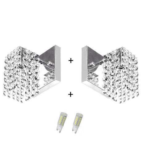 2x Arandelas Cristal Leg. Clearcast + Lâmpadas 3000k amarela - Marryluz Menor preço em 2x Arandelas Cristal Leg. Clearcast + Lâmpadas 3000k amarela - Marryluz