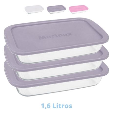 3 Assadeiras Travessas Vidro C Tampa 1,6L Retangular Marinex Menor preço em 3 Assadeiras Travessas Vidro C Tampa 1,6L Retangular Marinex