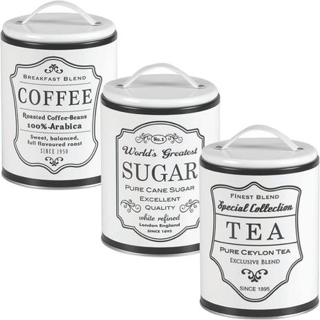 3 Lata Coffee Sugar Tea Porta Café Açúcar Chá Pote Retrô Br - Bella tavola Menor preço em 3 Lata Coffee Sugar Tea Porta Café Açúcar Chá Pote Retrô Br - Bella tavola