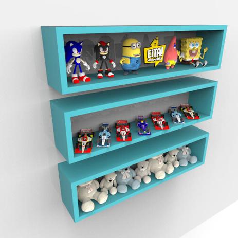 3 Nichos Candy Colors P/ Quarto Organizador Coleções 60cm - Eita! casa perfeita é boa?