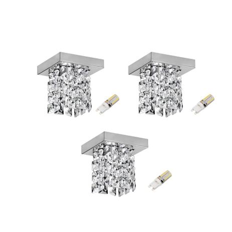 3 Plafon Spot Cristal Transparente Pastilha Sobrepor Alz32 + Led 3W 6000K - Acende A Luz Menor preço em 3 Plafon Spot Cristal Transparente Pastilha Sobrepor Alz32 + Led 3W 6000K - Acende A Luz