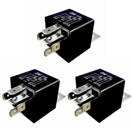 3 Relés Auxiliares Universais 12V e 40/30A - DNI 0116 Menor preço em 3 Relés Auxiliares Universais 12V e 40/30A - DNI 0116