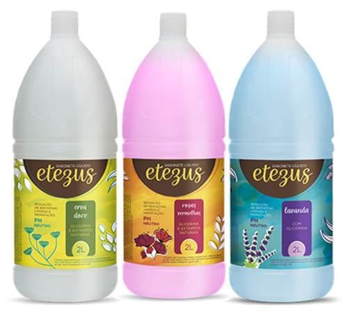 3 Sabonete Liquido Etezus 2l Mao Corpo Rosto Varios Aromas - Madrevita Menor preço em 3 Sabonete Liquido Etezus 2l Mao Corpo Rosto Varios Aromas - Madrevita