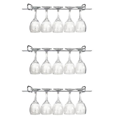 3 Suportes Taças Cromado Decoração Adega Bar Vinho 25cm - Zanline Menor preço em 3 Suportes Taças Cromado Decoração Adega Bar Vinho 25cm - Zanline