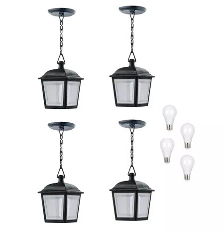 4 Luminaria Pendente Externo Preto Ac993 + 4 Lâmpada Led 7w E27 Branco Frio Stella - Acende a luz Menor preço em 4 Luminaria Pendente Externo Preto Ac993 + 4 Lâmpada Led 7w E27 Branco Frio Stella - Acende a luz