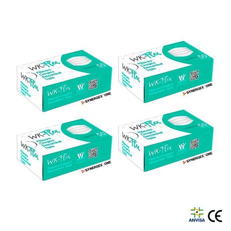 4 Máscaras Cirurgica Tripla Branca Wk-Flex 50Un Anvisa Menor preço em 4 Máscaras Cirurgica Tripla Branca Wk-Flex 50Un Anvisa