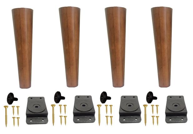 4 Pe Palito 10cm Amendoa Marrom Claro + Chapa Pvc + Parafuso - JTHOME Menor preço em 4 Pe Palito 10cm Amendoa Marrom Claro + Chapa Pvc + Parafuso - JTHOME