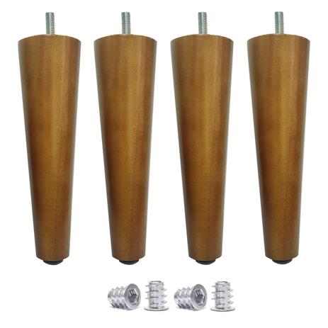 Menor preço em 4 Pé Palito Amêndoa Marrom Claro + 4 Bucha Americana Rosca Parafuso Reto 30cm - Jthome