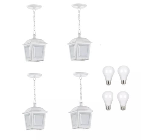4 Pendente Externo Colonial Branco Ac991 + 4 Lâmpadas Led 7w Branco Frio Stella - Acende a luz Menor preço em 4 Pendente Externo Colonial Branco Ac991 + 4 Lâmpadas Led 7w Branco Frio Stella - Acende a luz