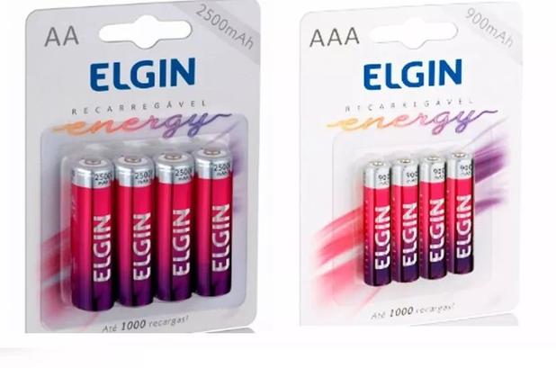 4 Pilhas Recarregáveis Elgin Aaa 1000mah Palito + 4 Pilhas Aa 2700 Menor preço em 4 Pilhas Recarregáveis Elgin Aaa 1000mah Palito + 4 Pilhas Aa 2700