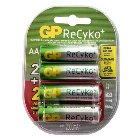 4 Pilhas Recarregáveis GP Batteries ReCyko AA 2000mAh Menor preço em 4 Pilhas Recarregáveis GP Batteries ReCyko AA 2000mAh