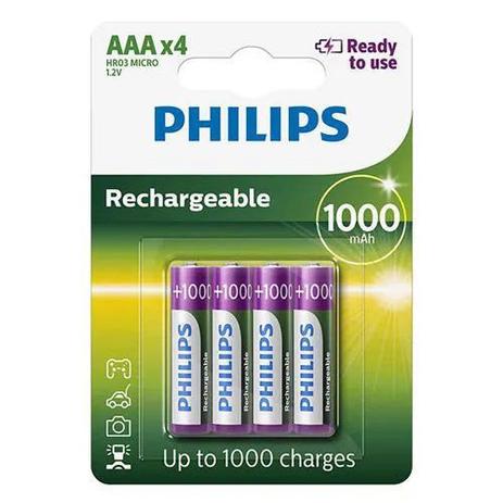 4 Pilhas Recarregável Philips AAA 1000mAh Hr03 Micro 1,2v é boa?