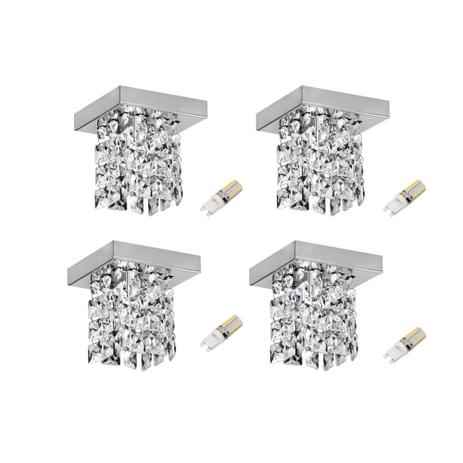 4 Plafon Spot Cristal Transparente Pastilha Sobrepor Alz32 + Led 3W 6000K - Acende a luz Menor preço em 4 Plafon Spot Cristal Transparente Pastilha Sobrepor Alz32 + Led 3W 6000K - Acende a luz