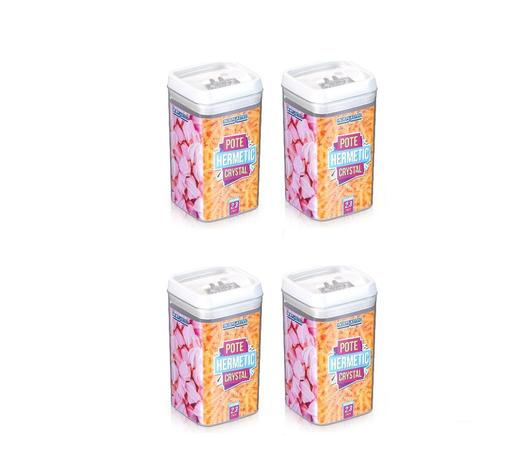 4 Potes Herméticos 2,3 L Acrílico Porta Mantimentos - Injeplastec Menor preço em 4 Potes Herméticos 2,3 L Acrílico Porta Mantimentos - Injeplastec