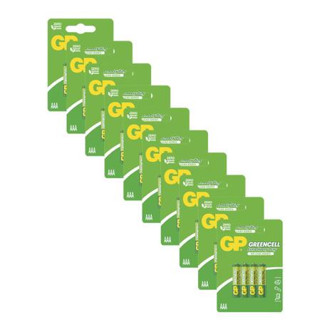 40 pilhas GP Batteries Greencell Zinco Carvão AAA 24GKX-C4 Menor preço em 40 pilhas GP Batteries Greencell Zinco Carvão AAA 24GKX-C4