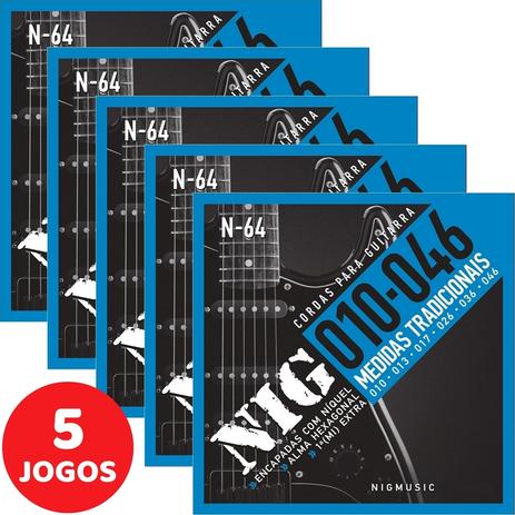 5 Encordoamento Nig P/ Guitarra 010 046 N64 Encapadas Com Níquel Menor preço em 5 Encordoamento Nig P/ Guitarra 010 046 N64 Encapadas Com Níquel
