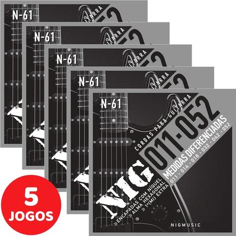 5 Encordoamento Nig P/ Guitarra 011 052 N61 Encapadas Com Níquel Menor preço em 5 Encordoamento Nig P/ Guitarra 011 052 N61 Encapadas Com Níquel