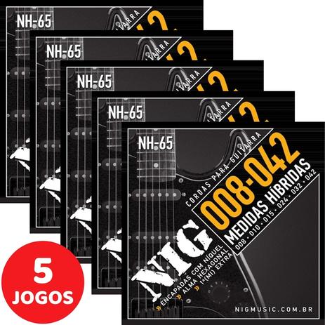 5 Encordoamento Nig P/ Guitarra Híbrido 08 042 NH65 Encapadas Com Níquel Menor preço em 5 Encordoamento Nig P/ Guitarra Híbrido 08 042 NH65 Encapadas Com Níquel
