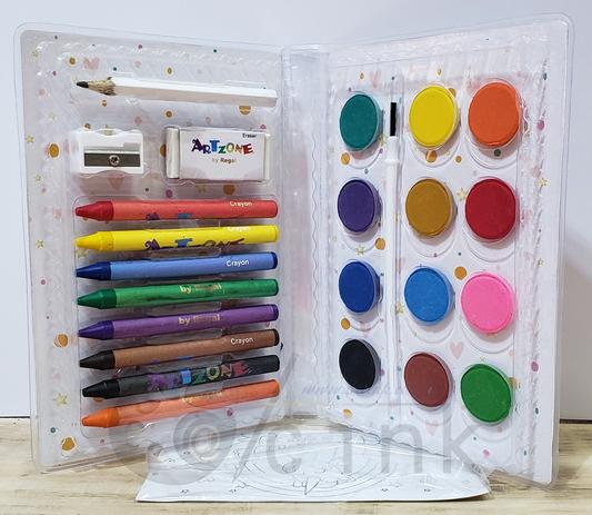 Menor preço em 50 - Estojo maleto de pintura Infantil  24 peças transparente Personalizável - Artzone