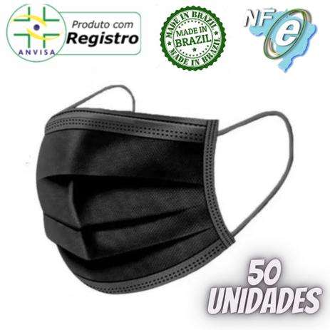 50 máscaras cirúrgicas descartáveis tripla - preta - com ANVISA Menor preço em 50 máscaras cirúrgicas descartáveis tripla - preta - com ANVISA