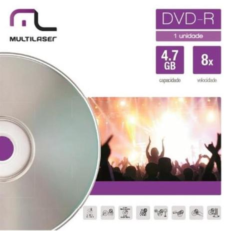 50 Mídia DVD-R 4.7 GB 8X Multilaser DV018 Menor preço em 50 Mídia DVD-R 4.7 GB 8X Multilaser DV018