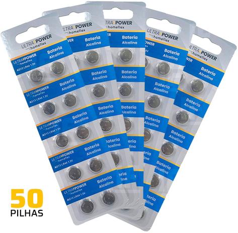50 Pilhas Baterias Lr44 Ag13 05 Cartelas Moeda Calculadora - Homeflex Menor preço em 50 Pilhas Baterias Lr44 Ag13 05 Cartelas Moeda Calculadora - Homeflex