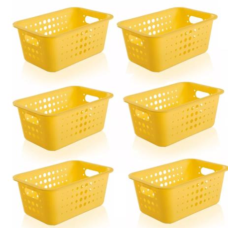 6 Caixa Organizadora Plástico 5l Casa Organize Cesto Closet Amarelo - Ou Menor preço em 6 Caixa Organizadora Plástico 5l Casa Organize Cesto Closet Amarelo - Ou