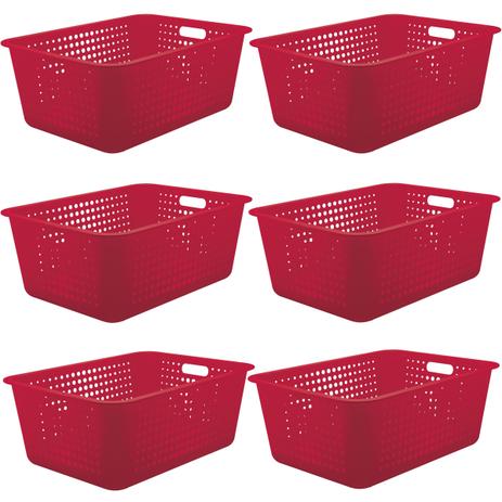 6 Caixas Organizadoras Maxi Grande Organize Cesto Plástico 40l Vermelho - Ou Menor preço em 6 Caixas Organizadoras Maxi Grande Organize Cesto Plástico 40l Vermelho - Ou