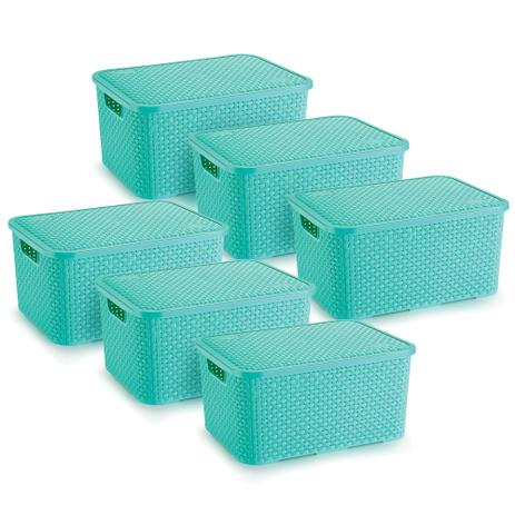 6 Caixas Organizadoras Rattan Grande Cor Verde 28x38,5x19 cm - Nitron Menor preço em 6 Caixas Organizadoras Rattan Grande Cor Verde 28x38,5x19 cm - Nitron