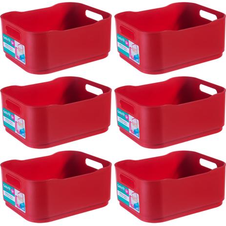 6 Cestas Fit Pequena Empilhável Caixa Organizadora Plástica Vermelha - Coza Menor preço em 6 Cestas Fit Pequena Empilhável Caixa Organizadora Plástica Vermelha - Coza