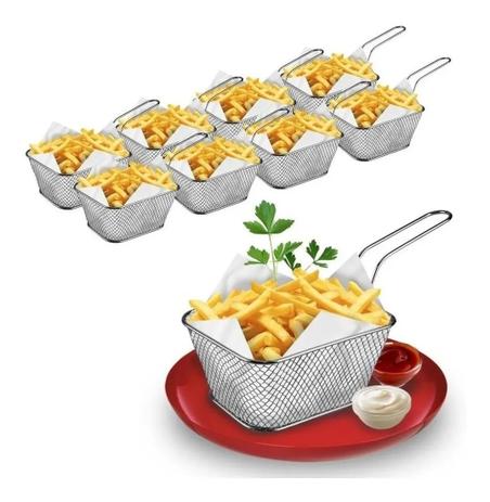 6 Mini Cesto P Fritura Servir Porções Quentes Batata Frita - CLINK Menor preço em 6 Mini Cesto P Fritura Servir Porções Quentes Batata Frita - CLINK