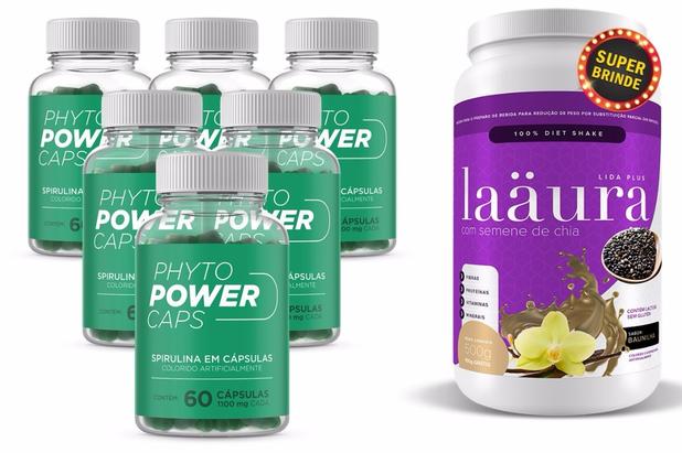 6 Phyto Power Caps Emagrecedor + Shake Laaura 550g (baunilha) - Pandora Menor preço em 6 Phyto Power Caps Emagrecedor + Shake Laaura 550g (baunilha) - Pandora