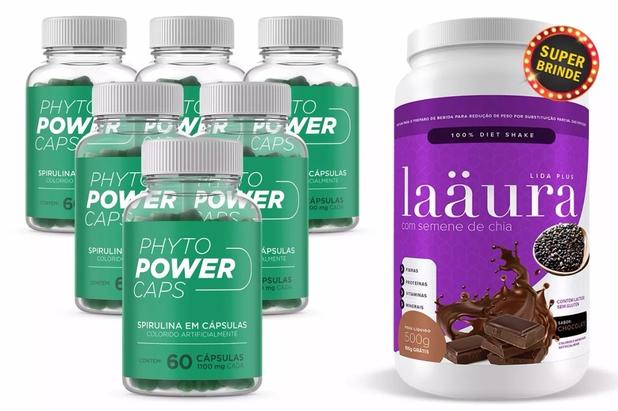 6 Phyto Power Caps Emagrecedor + Shake Laaura 550g (chocolate) - Pandora Menor preço em 6 Phyto Power Caps Emagrecedor + Shake Laaura 550g (chocolate) - Pandora